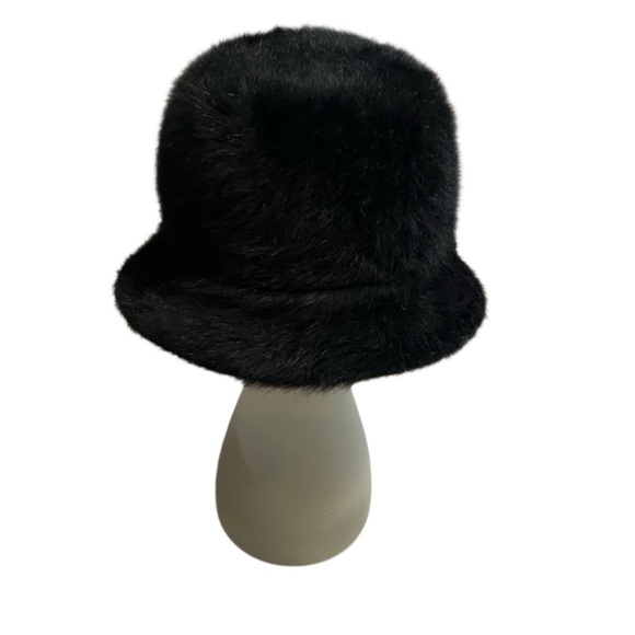 60s Angora Fur Hat Vintage Betmar Black Bucket Holly Golightly Furry OS - Picture 2 of 13